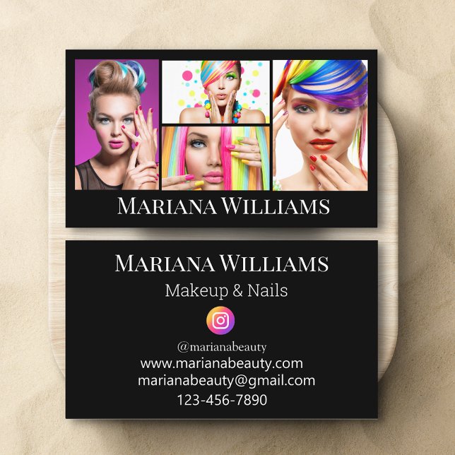 Tarjeta De Visita maquillaje elegante y nails 4 collage de fotos neg (Subido por el creador)