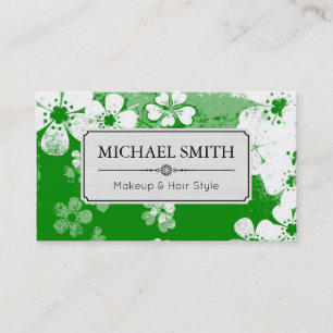 Tarjeta De Visita Maquillaje Estilo de Peinado Moderno Patrón Floral