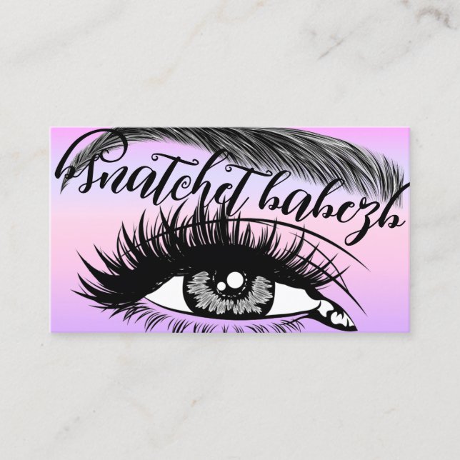 Tarjeta De Visita Maquillaje Eyelash Brows QRCode Logo Púrpura (Anverso)