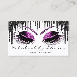 Tarjeta De Visita Maquillaje Eyelash Negro Perforaciones Berry Blanc