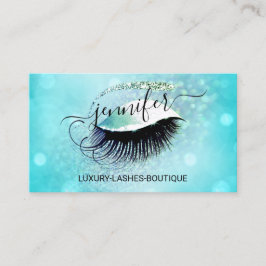 Tarjeta De Visita Maquillaje Eyelash QR Código Océano Purpurina Ojo
