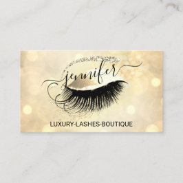 Tarjeta De Visita Maquillaje Eyelash QR Código Purpurina Oro Ojo Ojo