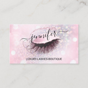Tarjeta De Visita Maquillaje Eyelash QR Código Purpurina Rosa Diaman