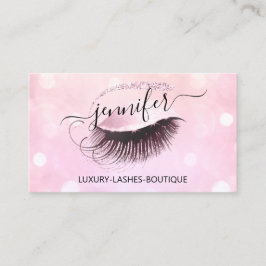 Tarjeta De Visita Maquillaje Eyelash QR Código Purpurina Rosa Logoti