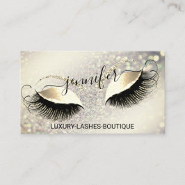 Tarjeta De Visita Maquillaje Eyelash QR logotipo Purpurina Real Gold
