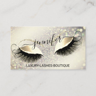Tarjeta De Visita Maquillaje Eyelash QR logotipo Purpurina Real Gold