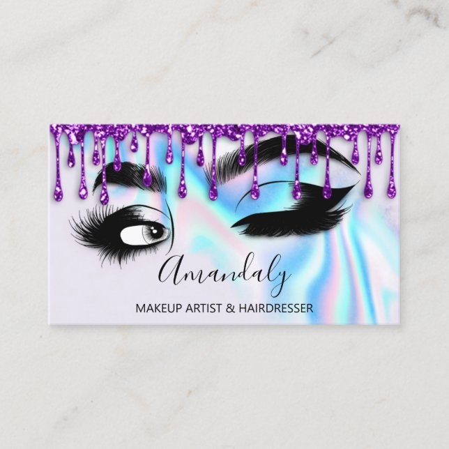 Tarjeta De Visita Maquillaje Eyelashes Fijación QR CÓDIGO Logotipo H (Anverso)