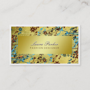 Tarjeta De Visita Maquillaje Floral Artista Cabello Estilista Oro am