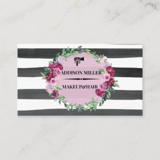 Tarjeta De Visita maquillaje floral moderno y profesional y peluquer