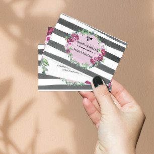 Tarjeta De Visita maquillaje floral moderno y profesional y peluquer