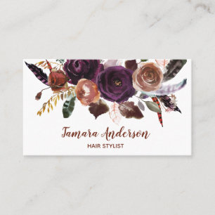 Tarjeta De Visita Maquillaje floral púrpura profesional del