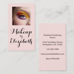 Tarjeta De Visita Maquillaje Foto Escritura Rosa Rubor Negro