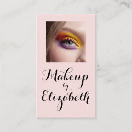 Tarjeta De Visita Maquillaje Foto Escritura Rosa Rubor Negro