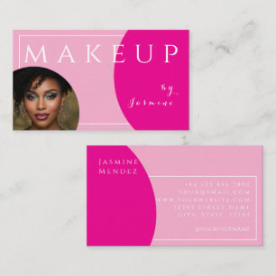 Tarjeta De Visita Maquillaje Foto Tapas Rosa Fucsia Blanco