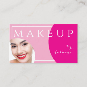 Tarjeta De Visita Maquillaje Foto Tapas Rosa Fucsia Blanco