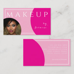 Tarjeta De Visita Maquillaje Foto Tapas Rosa Fucsia Blanco