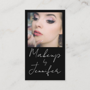 Tarjeta De Visita Maquillaje fotográfico de escritura blanca negra