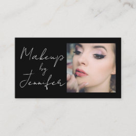 Tarjeta De Visita Maquillaje fotográfico de escritura blanca negra