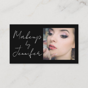 Tarjeta De Visita Maquillaje fotográfico de escritura blanca negra
