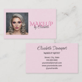 Tarjeta De Visita Maquillaje fotográfico de escritura rosa y negro