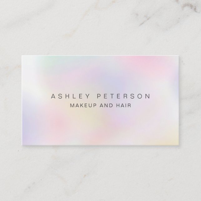 Tarjeta De Visita Maquillaje holográfico moderno de perlas rosas (Anverso)