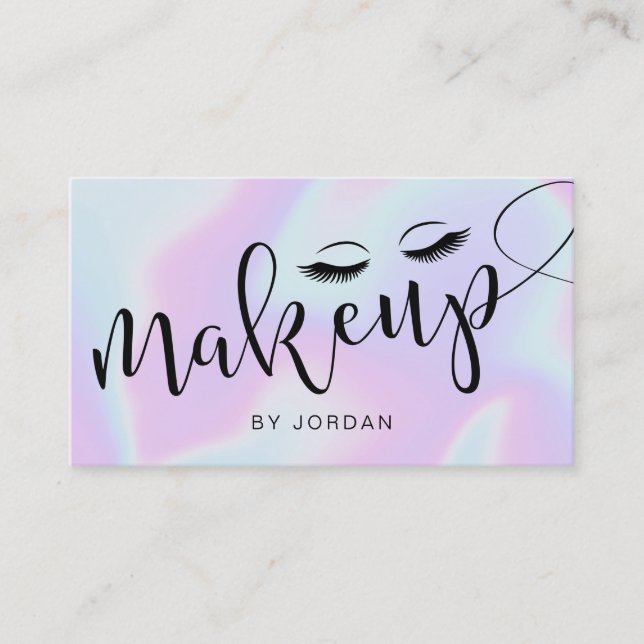 Tarjeta De Visita maquillaje holográfico moderno y elegante (Anverso)