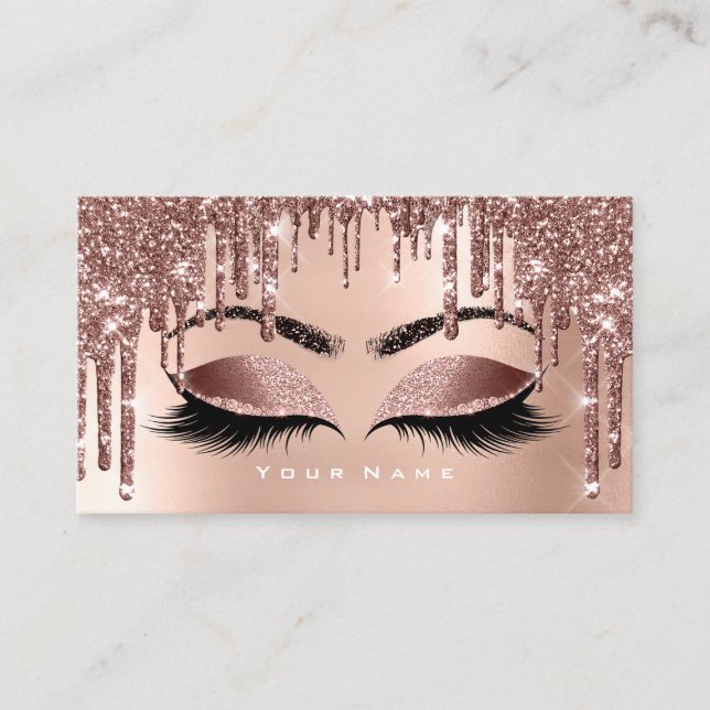 Tarjeta De Visita Maquillaje Lantea Purpurina Rosa Nails Ojos Skinny (Anverso)