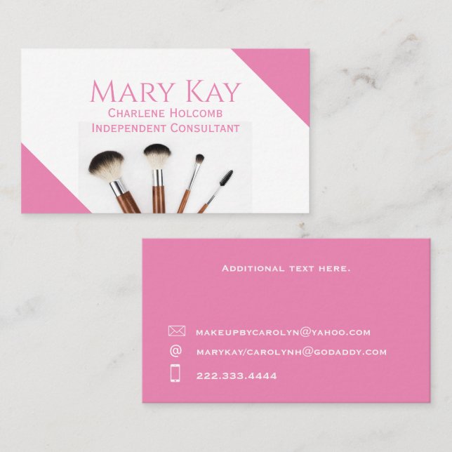 Tarjeta De Visita Maquillaje Minimalista rosa (Anverso / Reverso)