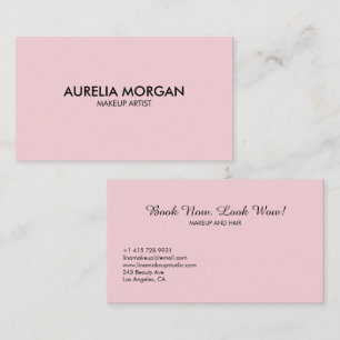 Tarjeta De Visita Maquillaje minimalista simple de escritura rosa so
