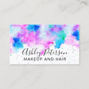 Tarjeta De Visita Maquillaje moderno azul rosado de las pinceladas