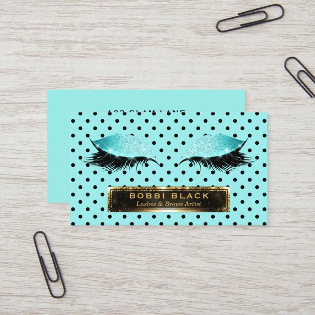 Tarjeta De Visita Maquillaje negro verde azulado de los lunares de (Anverso/Reverso In Situ)