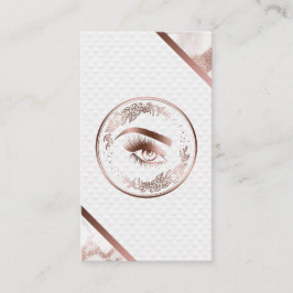 Tarjeta De Visita Maquillaje Ojos Lágrimas Rosa Floral Oro