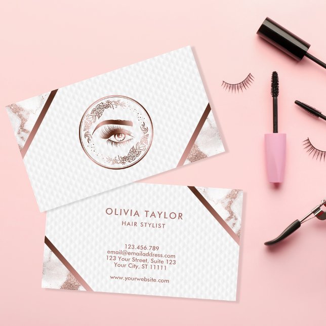 Tarjeta De Visita Maquillaje Ojos Lágrimas Rosa Floral Oro (Subido por el creador)