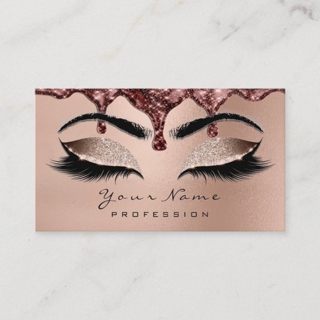 Tarjeta De Visita Maquillaje Ojos Lámparas Purpurina Rosa Cera de Or (Anverso)