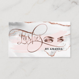 Tarjeta De Visita Maquillaje Ojos Lámparas Rosa Mármol Oro