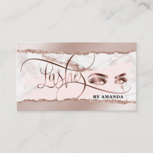 Tarjeta De Visita Maquillaje Ojos Lámparas Rosa Papel desgarrado de