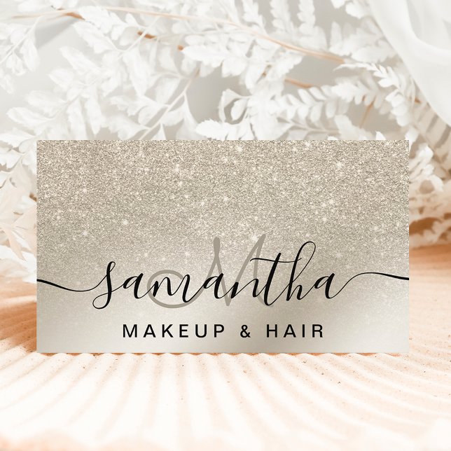 Tarjeta De Visita Maquillaje perla purpurina marfil oscuro oro metál (Subido por el creador)