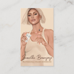 Tarjeta De Visita Maquillaje Pestañas Beige Marrón Pinzas Curlador M