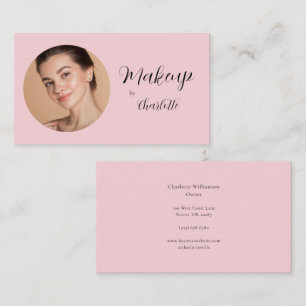 Tarjeta De Visita Maquillaje por Artista Moderno Script Rosa Foto
