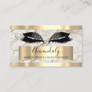 Tarjeta De Visita Maquillaje Profesional Extensión Eyelash Mármol Or