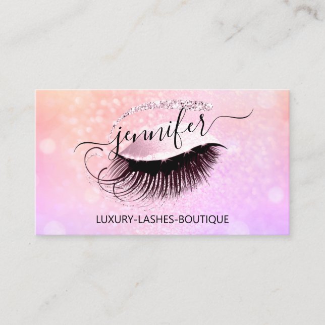 Tarjeta De Visita Maquillaje profesional Eyelash QR Código Holograma (Anverso)