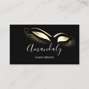 Tarjeta De Visita Maquillaje profesional Eyelashes Black White Gold