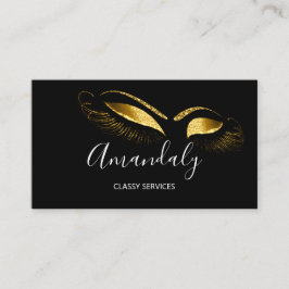 Tarjeta De Visita Maquillaje profesional Eyelashes Black White Gold