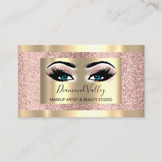 Tarjeta De Visita Maquillaje Profesional Lash Gold Fraude Ojos Azule (Anverso)