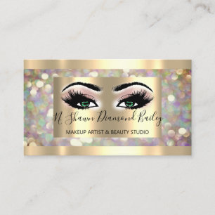 Tarjeta De Visita Maquillaje profesional latidos Holograma Oro