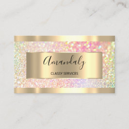 Tarjeta De Visita Maquillaje profesional Purpurina de oro holográfic