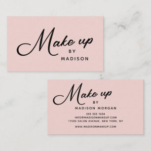 Tarjeta De Visita Maquillaje Retro Rosa Sonrosado con Guion Negro
