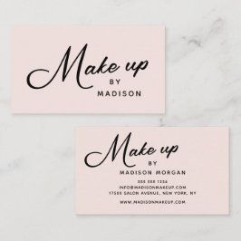 Tarjeta De Visita Maquillaje Retro Rosa Tímido Escritura Negra