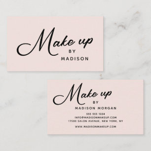 Tarjeta De Visita Maquillaje Retro Rosa Tímido Escritura Negra