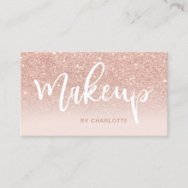 Tarjeta De Visita Maquillaje rosa purpurina dorado rojo oscuro